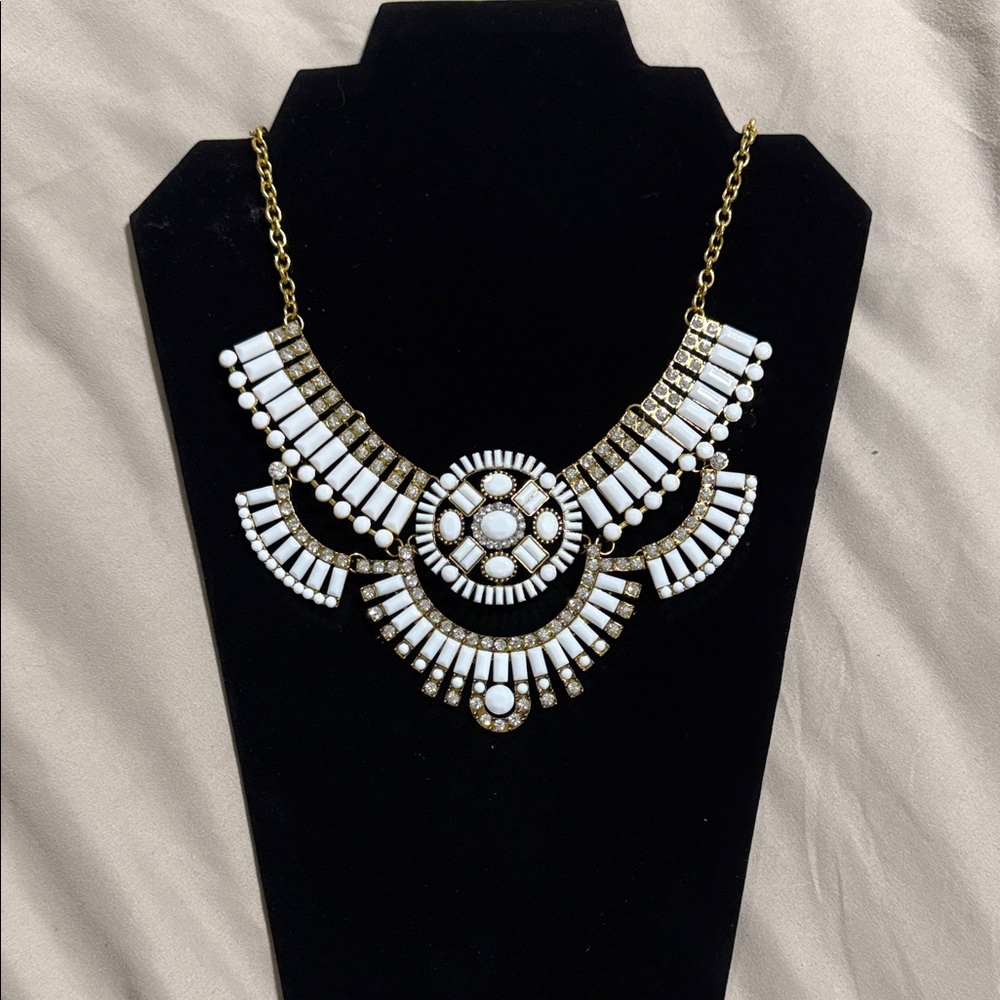 White and Gold Statement Necklace